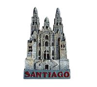 Imán para nevera 3D de la catedral de Santiago de España, recuerdo turístico, decoración para nevera, resina, pintado a mano, colección artesanal