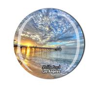 Imán para nevera 3D Malibu Beach Los Ángeles Estados Unidos América, imán de cristal de recuerdo de cristal para viajes turísticos, colección de recuerdos