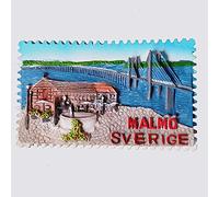 Imán para nevera 3D Malmo Suecia, regalo de recuerdo de viaje, decoración para el hogar y la cocina, imán para nevera