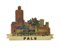 Imán para nevera 3D Pals Girona España, recuerdo de viaje, decoración de nevera, resina, pintado a mano, colección artesanal