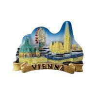 Imán para nevera Austria Viena - Riesenrad Rueda Panoramica y Karlskirche San Borromeo - Imán 3D Souvenir - Decoración magnética de colección - Idea regalo viaje colección L169