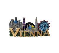 Imán para nevera Austria Viena - Skyline con rueda de la fortuna y Stephansdom - Imán 3D Souvenir - Decoración magnética de colección - Idea regalo viaje colección L89