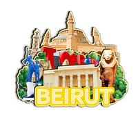 Imán para Nevera Beirut, Imán Nevera Ciudades, Diseño de Líbano, Hecho a Mano, de Madera, con Monumentos en 3D, para Viajes, Coleccionables, para Decoración de Recuerdos