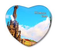 Imán para nevera checo Olomouc - Pegatinas decorativas para nevera, recuerdo de viaje, cristal en forma de corazón