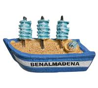 Imán para nevera con diseño de barco Benalmádena, Andalucía, España, recuerdo de viaje, decoración de nevera, artesanía, colección 3D