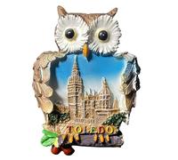 Imán para nevera con diseño de búho creativo de la Catedral de Toledo, recuerdo de viaje, 3D, decoración de nevera, calcomanía magnética