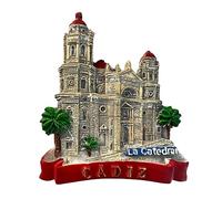 Imán para nevera con diseño de catedral de Cádiz, Andalucía, España, 3D, recuerdo de viaje, decoración de nevera, pegatina magnética, colección artesanal