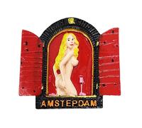 Imán para nevera con diseño de distrito de luz roja de Ámsterdam, Países Bajos, recuerdo de viaje, 3D, calcomanía magnética pintada a mano