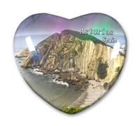 Imán para nevera con diseño de España Asturias para nevera, recuerdo decorativo de viaje, cristal en forma de corazón