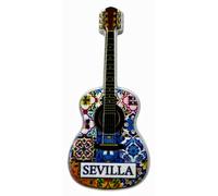 Imán para nevera con diseño de guitarra Sevilla Andalucía, España, recuerdo de viaje, decoración 3D, pegatina magnética para manualidades
