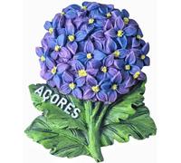 Imán para nevera con diseño de hortensias Azores Portugal, recuerdo turístico, para decoración de nevera, pintado a mano