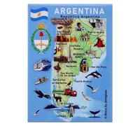 Imán para nevera con diseño de mapa gráfico de Argentina y atracciones de 2.5 x 3.5 pulgadas