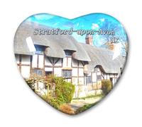 Imán para nevera con diseño de Stratford-upon-Avon del Reino Unido, para nevera, recuerdo, recuerdo, cristal en forma de corazón