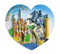 Imán para nevera con forma de corazón de San Petersburgo, Rusia, recuerdo turístico, decoración creativa 3D