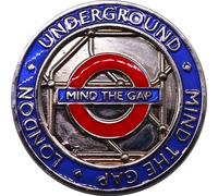 Imán para nevera con forma de moneda subterránea de Londres con licencia de 4 estilos subterráneos, Mind the Gap, Londres y tren (Mind the Gap)
