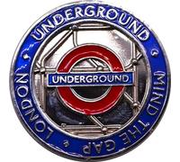 Imán para nevera con forma de moneda subterránea de Londres, recuerdo oficial de TFL, metal con acabado cromado magnético fuerte, diseño redondo esmaltado, 4 estilos (metro, mente la brecha, Londres