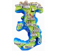 Imán para nevera con mapa de Italia, recuerdo turístico, decoración del hogar, nevera, creativo, colección artesanal pintada a mano