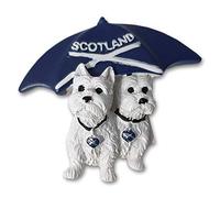 Imán para nevera con temática escocesa con dos perros Westie, regalo de recuerdo de Scotland West Highland Terrier