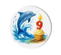 Imán para nevera con texto "Happy 9th Birthday": regalo, coleccionable, hecho a mano, lindo, número magnético