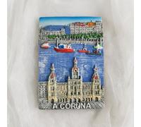 Imán para nevera de A Coruña España, recuerdo de viaje, decoración de nevera, colección artesanal 3D