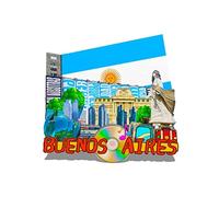 Imán para nevera de Argentina Buenos Aires, de madera, con monumentos 3D, para viajes, coleccionables, decoración hecha a mano -560