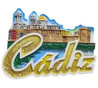 Imán para nevera de Cádiz España, recuerdo de viaje, decoración 3D, colección artesanal
