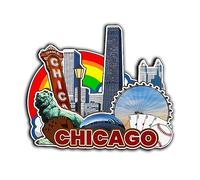 Imán para nevera de Chicago Illinois USA 3156 de madera, con monumentos 3D, para viajes, coleccionables, decoración hecha a mano