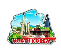 Imán para nevera de Corea del Norte, Corea del Norte, imán de madera 3D, monumentos de viaje, coleccionables, decoración hecha a mano -2868