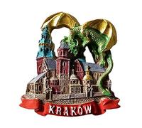Imán para nevera de Cracovia, Polonia, recuerdo de viaje, 3D, decoración magnética para nevera, colección artesanal