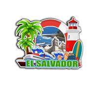 Imán para nevera de El Salvador, de madera, diseño de monumentos 3D, recuerdo coleccionable, decoración hecha a mano -4531