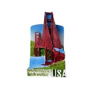 Imán para nevera de Estados Unidos San Francisco América - Golden Gate Bridge & Bahía - Imán 3D Souvenir - Decoración magnética de colección - Idea regalo viaje colección H38