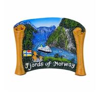Imán para nevera de los fiordos de Noruega, recuerdo de viaje en 3D, decoración magnética para nevera, colección artesanal