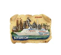 Imán para nevera de recuerdo de barco soberano 3D Pullmantur regalo hecho a mano para decoración del hogar y la cocina España colección de imanes
