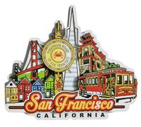 Imán para nevera de San Francisco, California, Estados Unidos, 3D, recuerdo turístico, decoración de nevera, colección artesanal