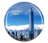 Imán para nevera de Santiago de Chile con cristal 3D y diseño de ciudad turística, colección de recuerdos, fuerte adhesivo para frigorífico