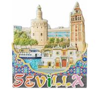 Imán para nevera de Sevilla, España, recuerdo de turismo, decoración 3D