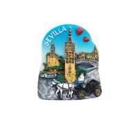 Imán para nevera de Sevilla España, recuerdo de viaje, decoración de nevera, calcomanía magnética 3D pintada a mano