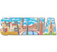 Imán para nevera de Sevilla, España, recuerdo turístico, decoración 3D, colección artesanal