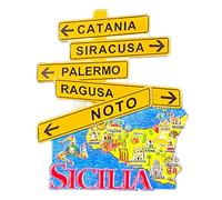 Imán para nevera de Sicilia, Italia, recuerdo de viaje, resina, letrero de dirección de mapa de isla, decoración del hogar, artesanía clásica