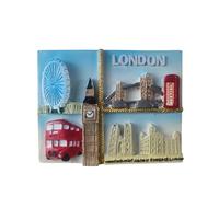 Imán para nevera del Reino Unido, Londres, Reino Unido, Inglaterra, Big Ben, London Eye, Bus y Tower Bridge - Imán 3D Souvenir - Decoración magnética de colección - Idea regalo viaje colección L193