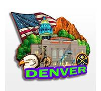 Imán para nevera Denver Colorado USA America America Colección de madera 3D hecho a mano Viajes Ciudad Recuerdos Imán para nevera Decoración del hogar Regalo -101