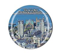 Imán para nevera, diseño de Cherbourg-en-Cotentin, Francia, con texto en inglés «Recogida de regalo» para el turismo de la marca Cite de La Mare