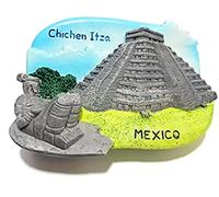 Imán para nevera, diseño de Chichen Itza, México, México, México, para decoración de nevera, recuerdo, resina, manualidades, pizarra blanca