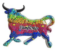 Imán para nevera, diseño de ganado Pamplona Navarra España, recuerdo de viaje, decoración de nevera, colección 3D