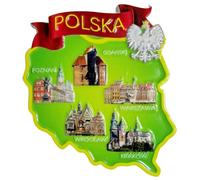 Imán para nevera, diseño de mapa de Polonia, recuerdo turístico para frigorífico, imán decorativo, colección de manualidades