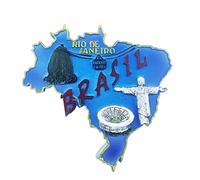 Imán para nevera en forma de mapa 3D de Brasil, regalo de recuerdo, resina hecha a mano, imán para nevera de Brasil, colección de decoración para el hogar y la cocina