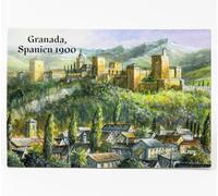 Imán para nevera - España, Granada alrededor de 1900 - Recuerdo Foto Nevera Imanes Imán - I Love Andalucía Sierra Nevada Alhambra Fortaleza Imagen Recuerdos Imanes para Pizarra Magnética, Valdeig, P