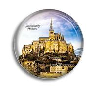 Imán para nevera Francia Mont St Michel Normandía, imanes de cristal para nevera, recuerdos, bonito imán de cristal para decoración de pizarra blanca, oficina, hogar, regalo