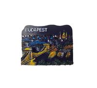 Imán para nevera Hungría Budapest Puente de las Cadenas Nocturno - Imán 3D Souvenir - Decoración magnética de colección - Idea regalo viaje colección L156