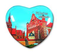 Imán para nevera Lituania Vilnius, pegatinas decorativas para nevera, recuerdo de viaje, cristal en forma de corazón